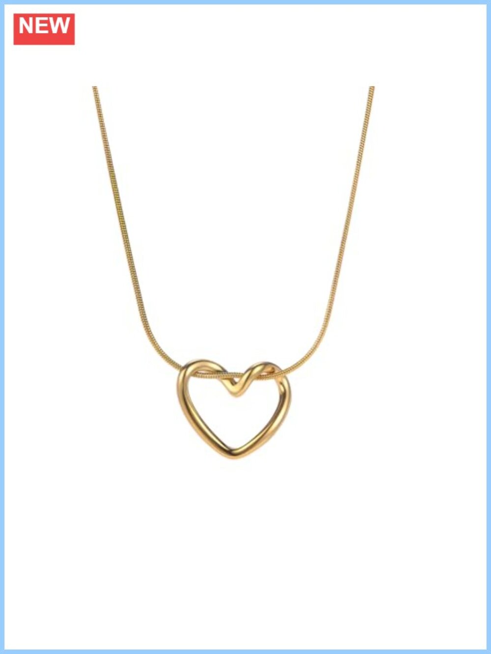 18K Gold Plated Hollow Heart Pendant Necklace Minimalist Dainty